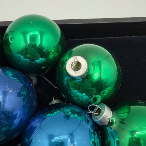 Vintage Mercury Glass Christmas Ornaments Blue Green Rauch Balls - Picture 3 of 9